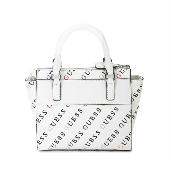 ❌SOLD❌ Brand New GUESS Multi-Color Guess Logo White Adhira Satchel, Bag Purse - Picture 3 of 5